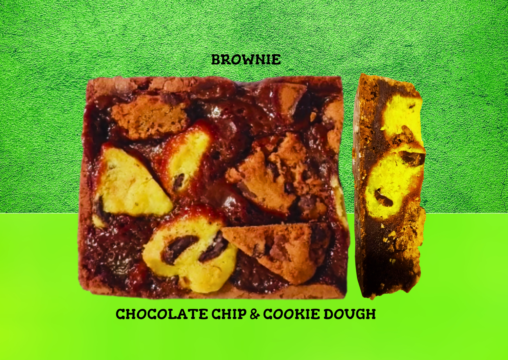 Brownie met cookie dough en chocolate chip