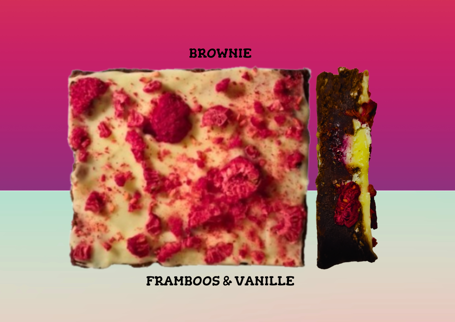 Brownie met framboos en vanille