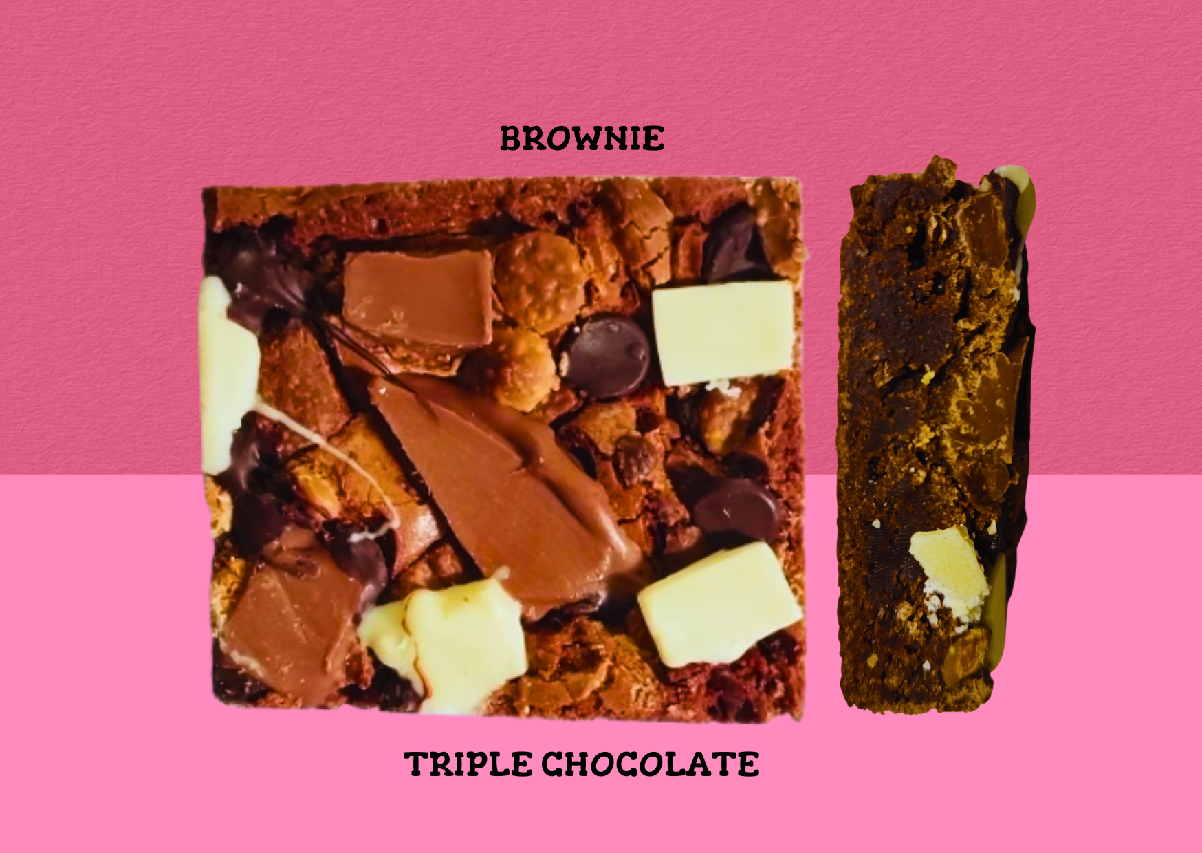 Brownie met 3 soorten chocolade wit puur en melk